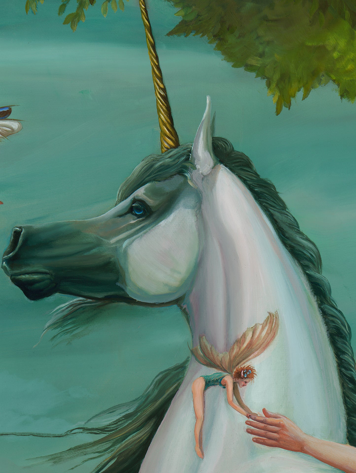 Original Fantasy Art The Liberation of Aelwyn. Unicorn Painting. Fantasy Unicorn Wall Art.