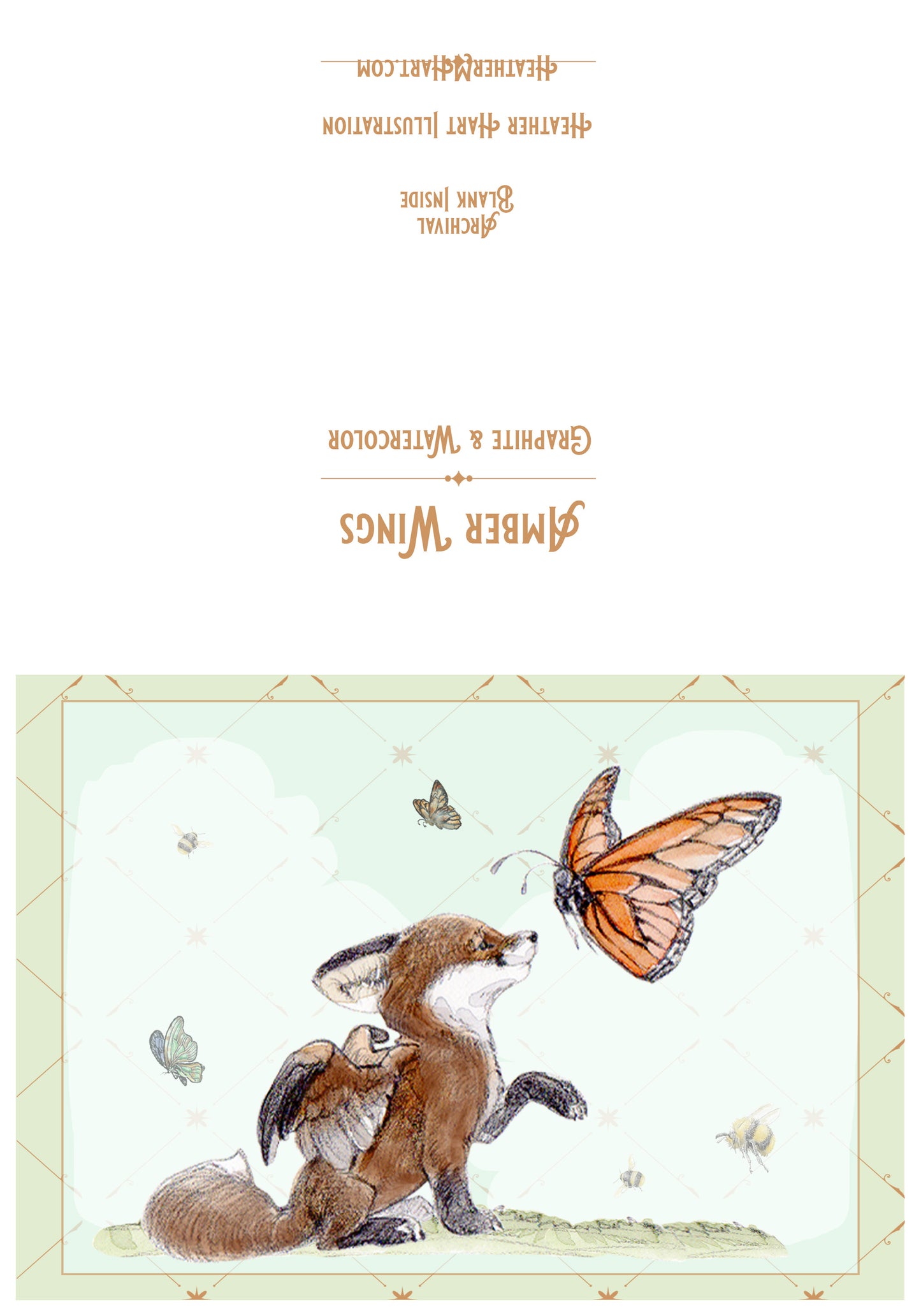 Winged Fox & Monarch Greeting Card - Watercolor Friendship, Nature Art, Whimsical Fantasy Art, 5x7 Fantasy Art Card, Pen Pal Gift