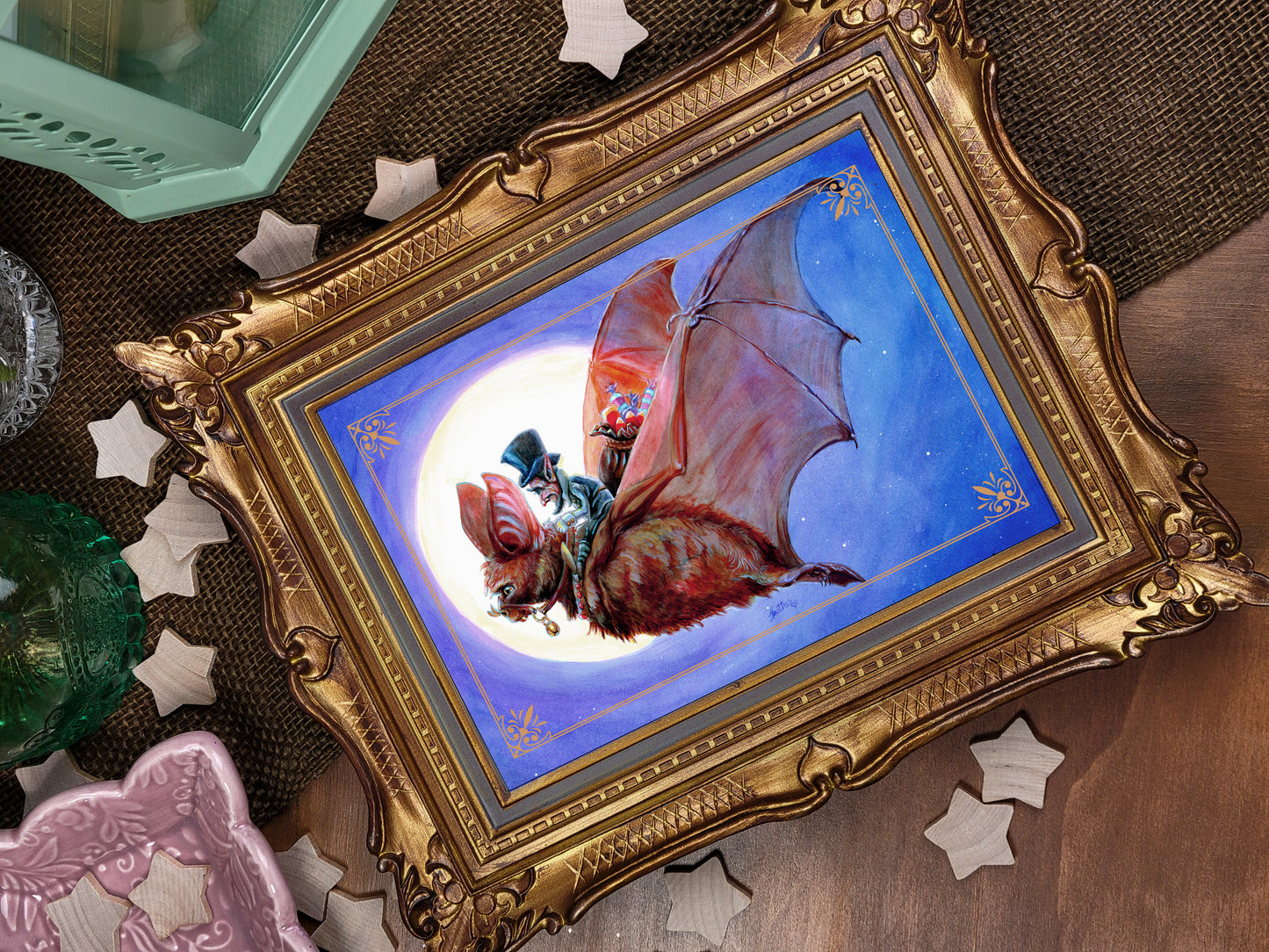 Fairy Greeting Card-Candy Goblin-Halloween Blank Stationary-Fairy Garden-Fae-Faerie-Goblincore-Festival of Samhain-FantasyCreature-Witchcore-Cute Bat
