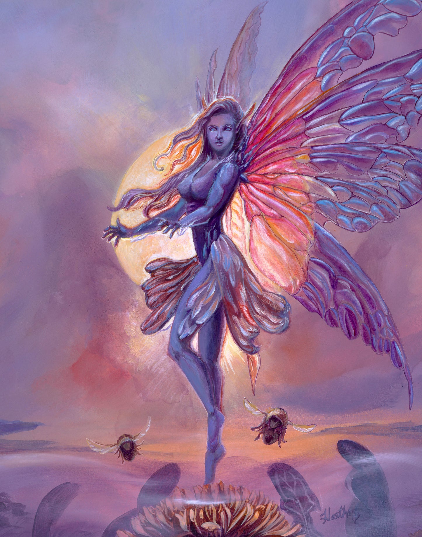 The Dandelion Fairy- Original Acrylic Painting on Panel, Faircore Aesthetic, Fairy Garden Decor