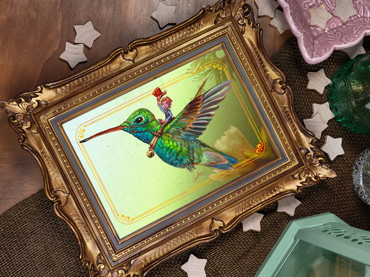 Fairy and Hummingbird Greeting Card. Hats off. Fairycore Blank Stationary. Fairy Lover Pen Pal. Whimsical Fairy Garden Art Card. Fae Folk