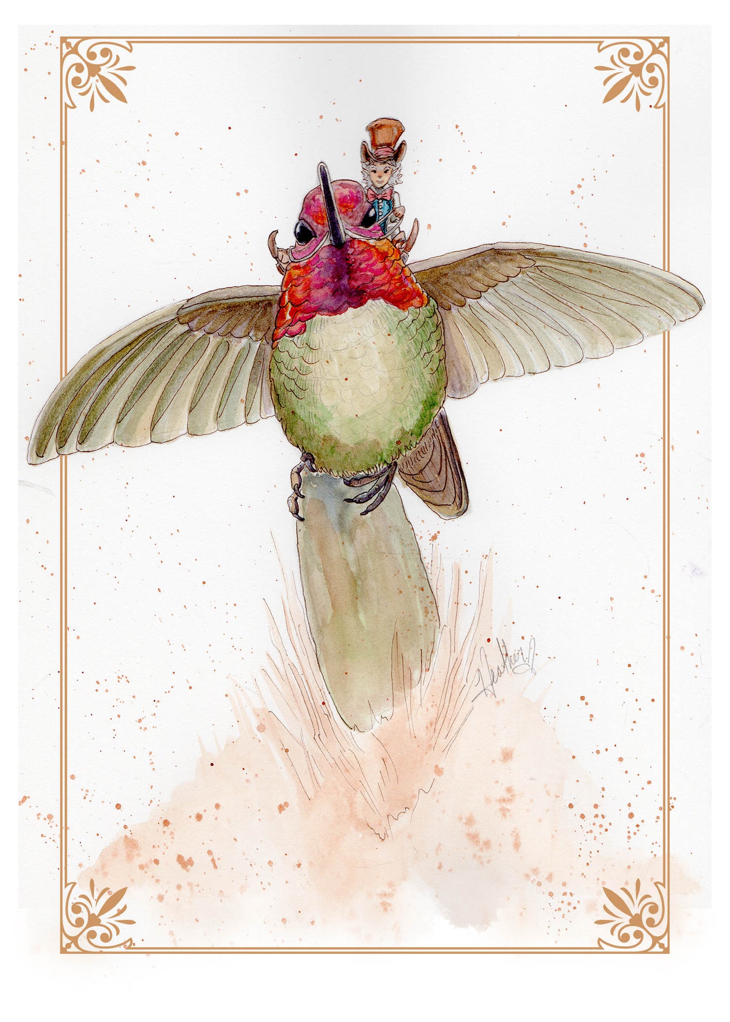 Fairy and hummingbird Greeting Card. Ladie's Men. Fairycore Stationary. Whimsical Hummingbird Art. Fairy Pen Pal. Fairy Garden Lover Gift.