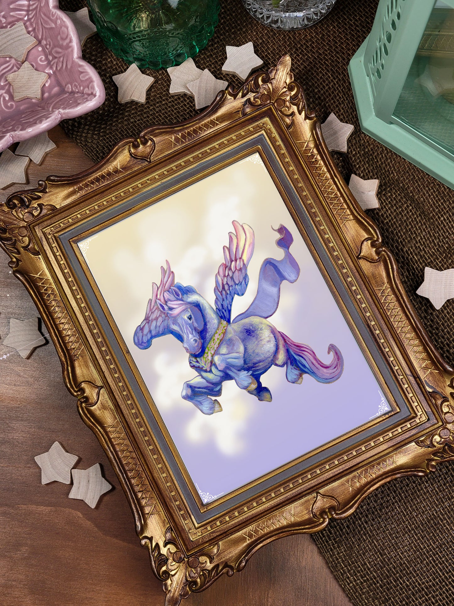 Pegasus Horse Greeting Card. Lavender. Kawaii Flying Horse. Greeek Mythological Creature. Mythical Horse. Pagan Art. Stationary Pen pal