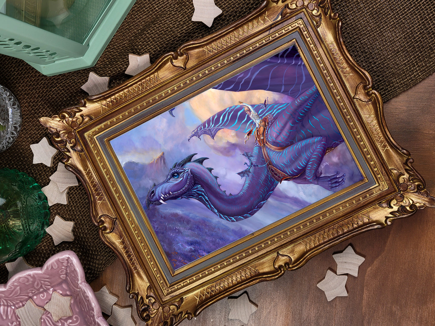 Dragon Fantasy Greeting Card-Maiden Flight-Dragon Rider-MtG style-Dungeons & Dragons Style-Fantasy Creature-Sci Fi Dragon-Stationary