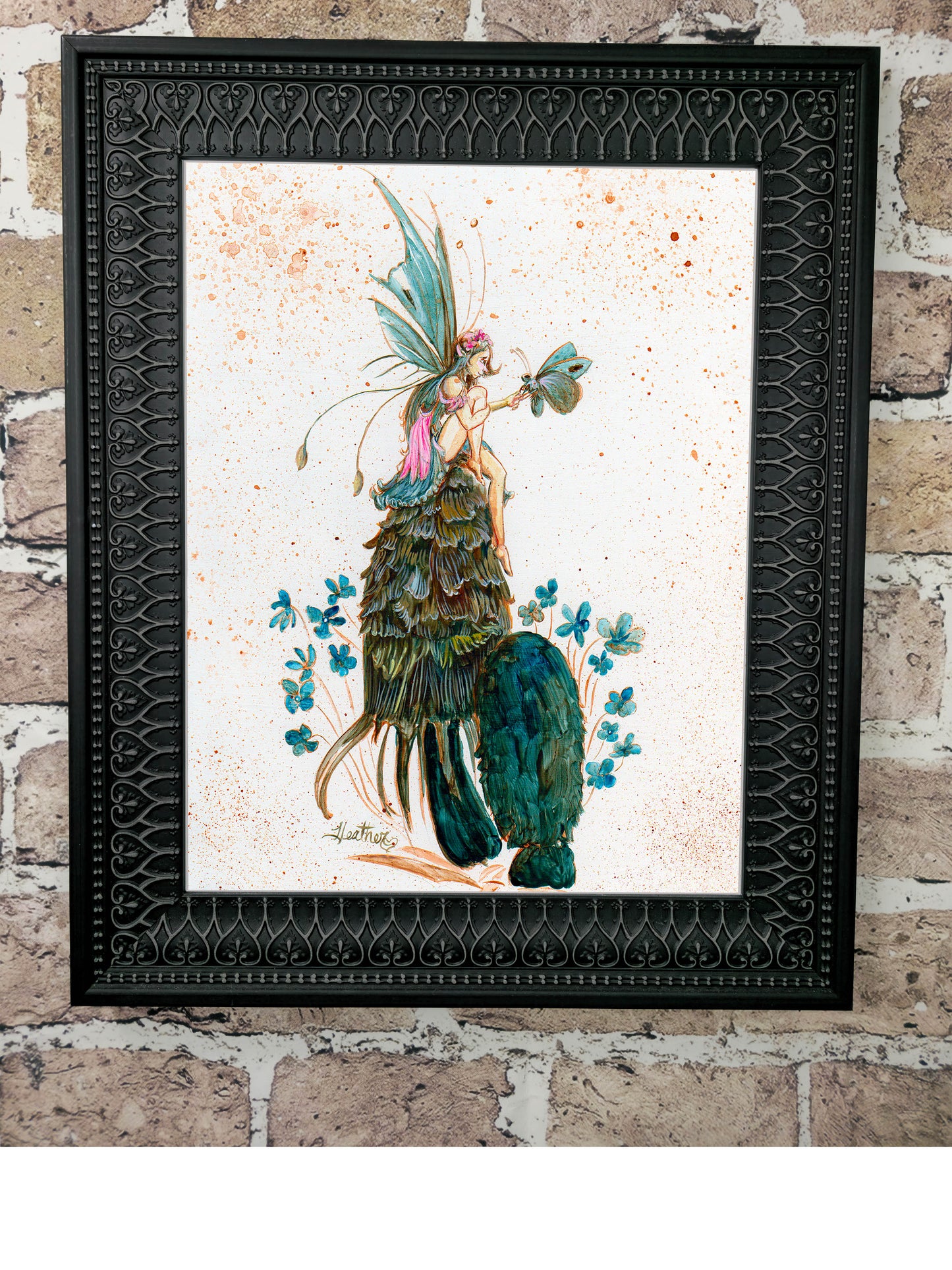 Fantasy Art Print. Mushroom Fairy. Line Art gouache Fairy Art. Fairycore. Faerie. Mushroom. Whimsical Flower Fairy. Fairy Garden Wall Decor