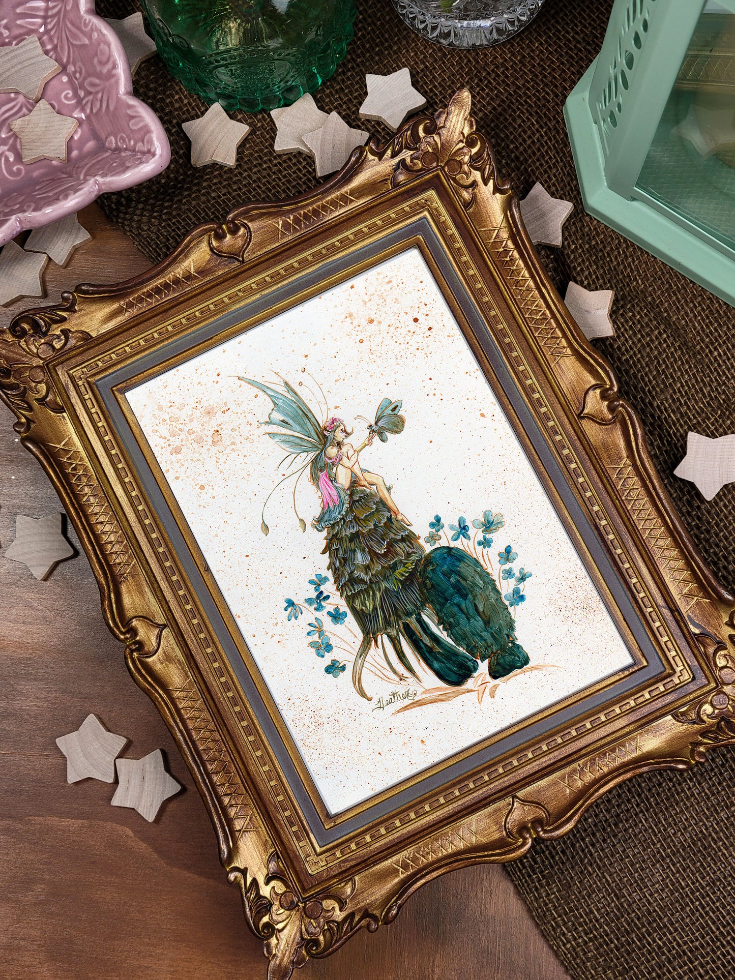 Fairy Fantasy Art Card- Art Print- Mushroom Fairy-Blank Stationary- Faerie folk- Flower Fairy- Fae- Fungi Art- Fairy Garden Art- Whimsical