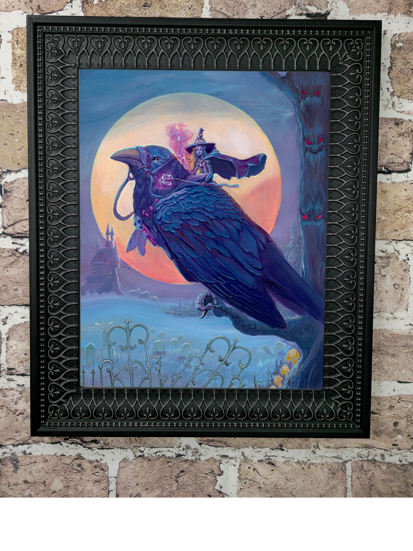 Fantasy Art Print. Raven Witch. Witchcore. Dark Fairycore. Raven Familiar. Fantasy Wall Decor