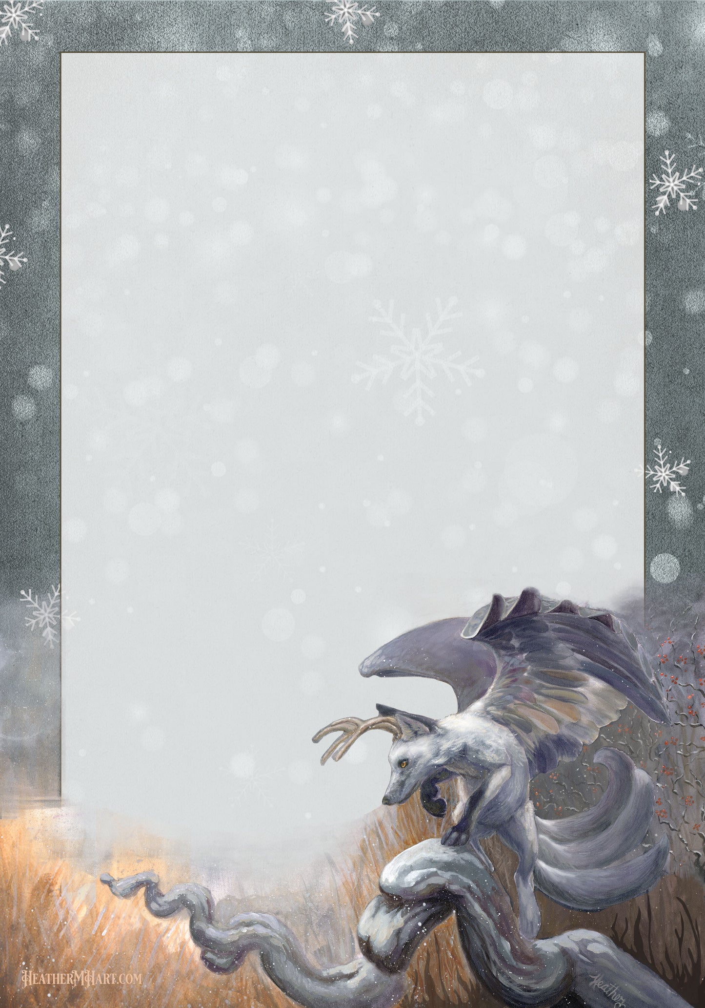 Spirit of Winter Writing Set | Winter Fox Stationery Set | Wolpteringer Art | Winter Berries | Handmade Wax Seals | Gift for Writer