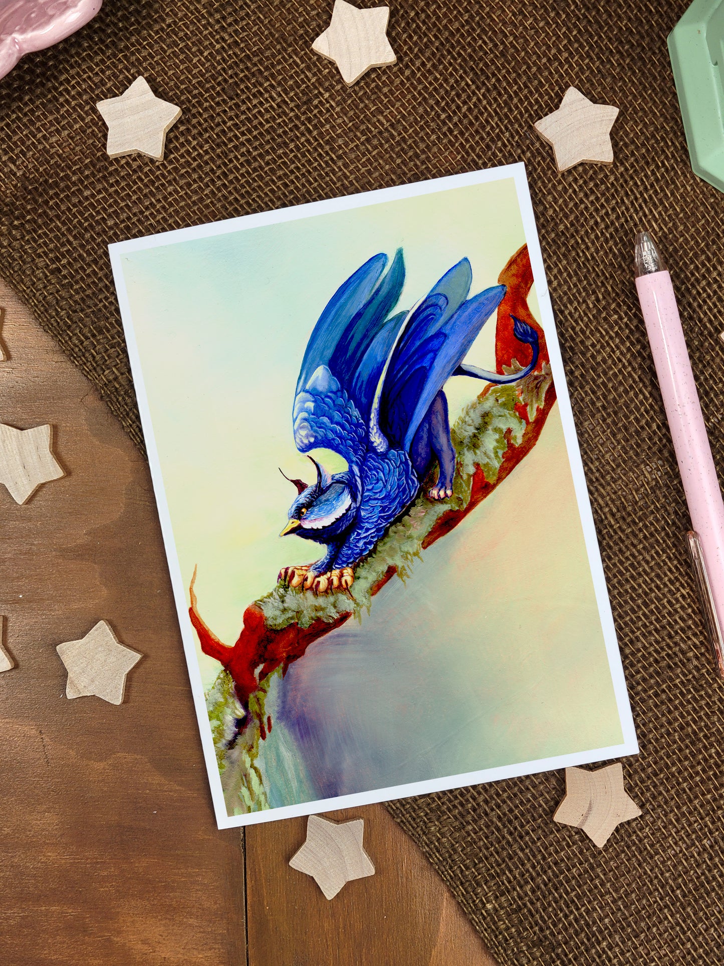 Gryphon Greeting Card-Splendid Fairy Gryphon-Griffin or Griffon-Mythological Beast-Fantastic Beastiary-Stationary- Pen Pals- Blank Card