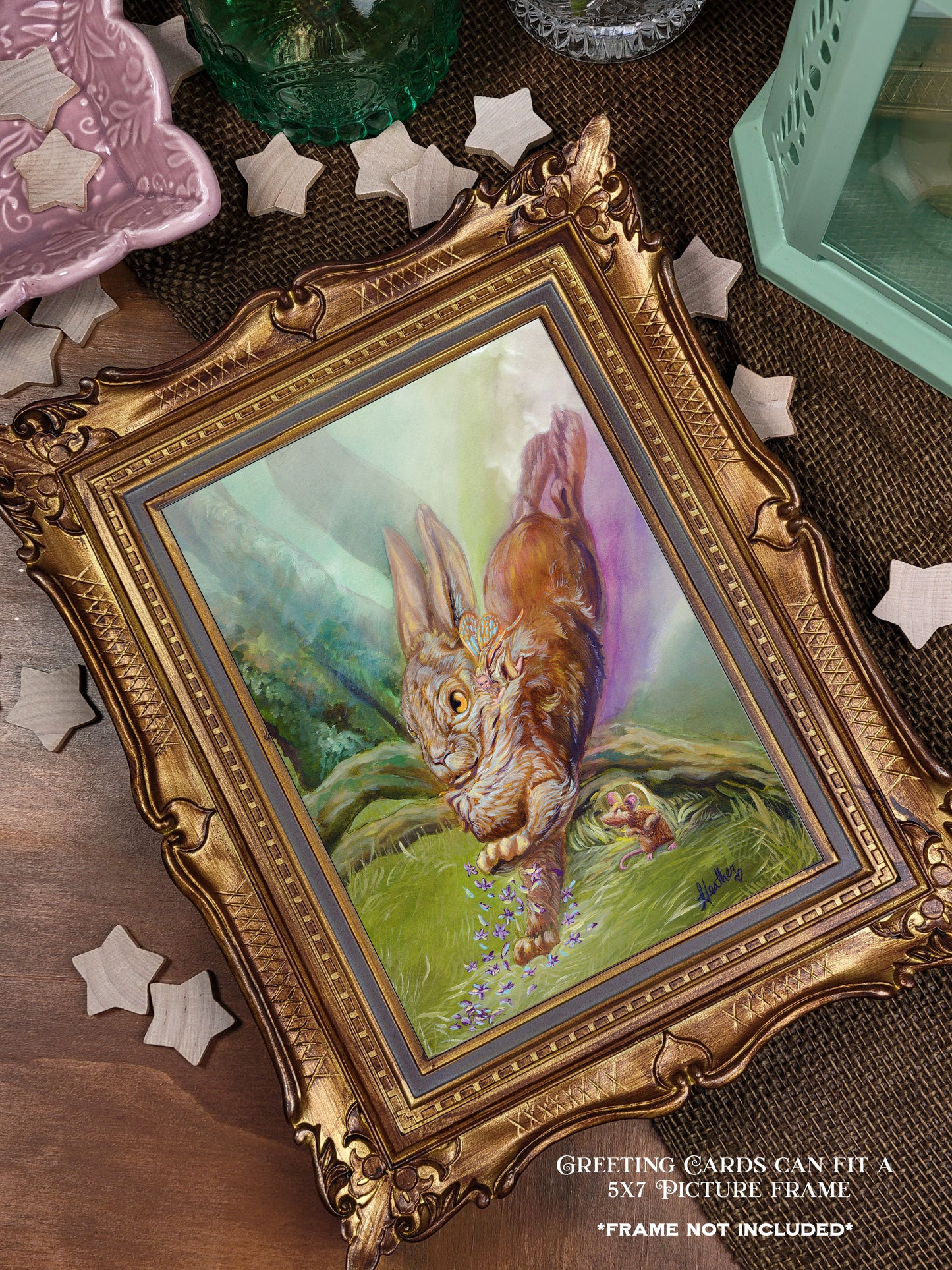Fantasy Greeting Card. Spring is Coming. Fairy Garden. Stationary. Fairycore. Fantasy Forest. Rabbit. Bunny. Pagan. Solringen. Ostara