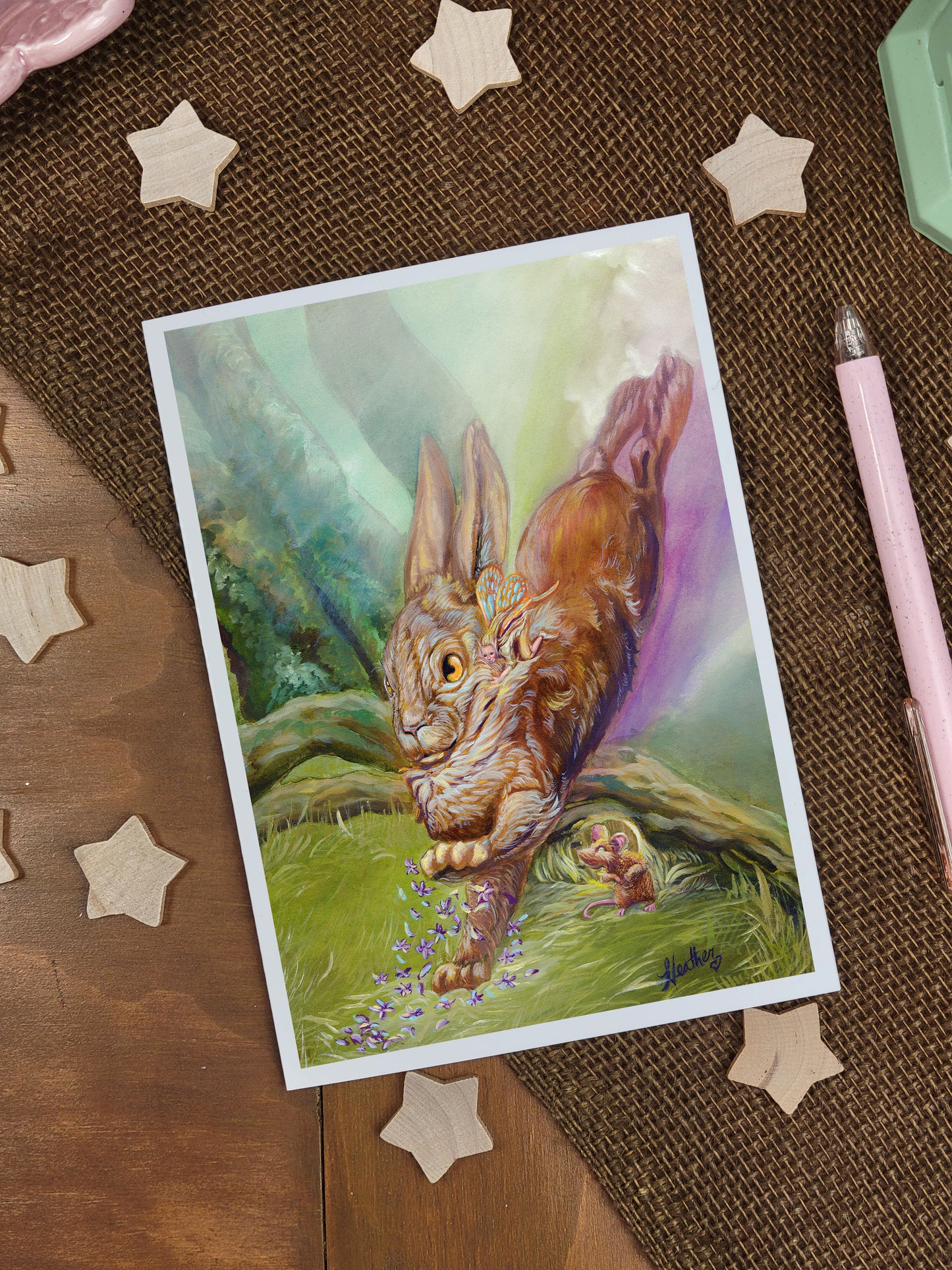 Fantasy Greeting Card. Spring is Coming. Fairy Garden. Stationary. Fairycore. Fantasy Forest. Rabbit. Bunny. Pagan. Solringen. Ostara