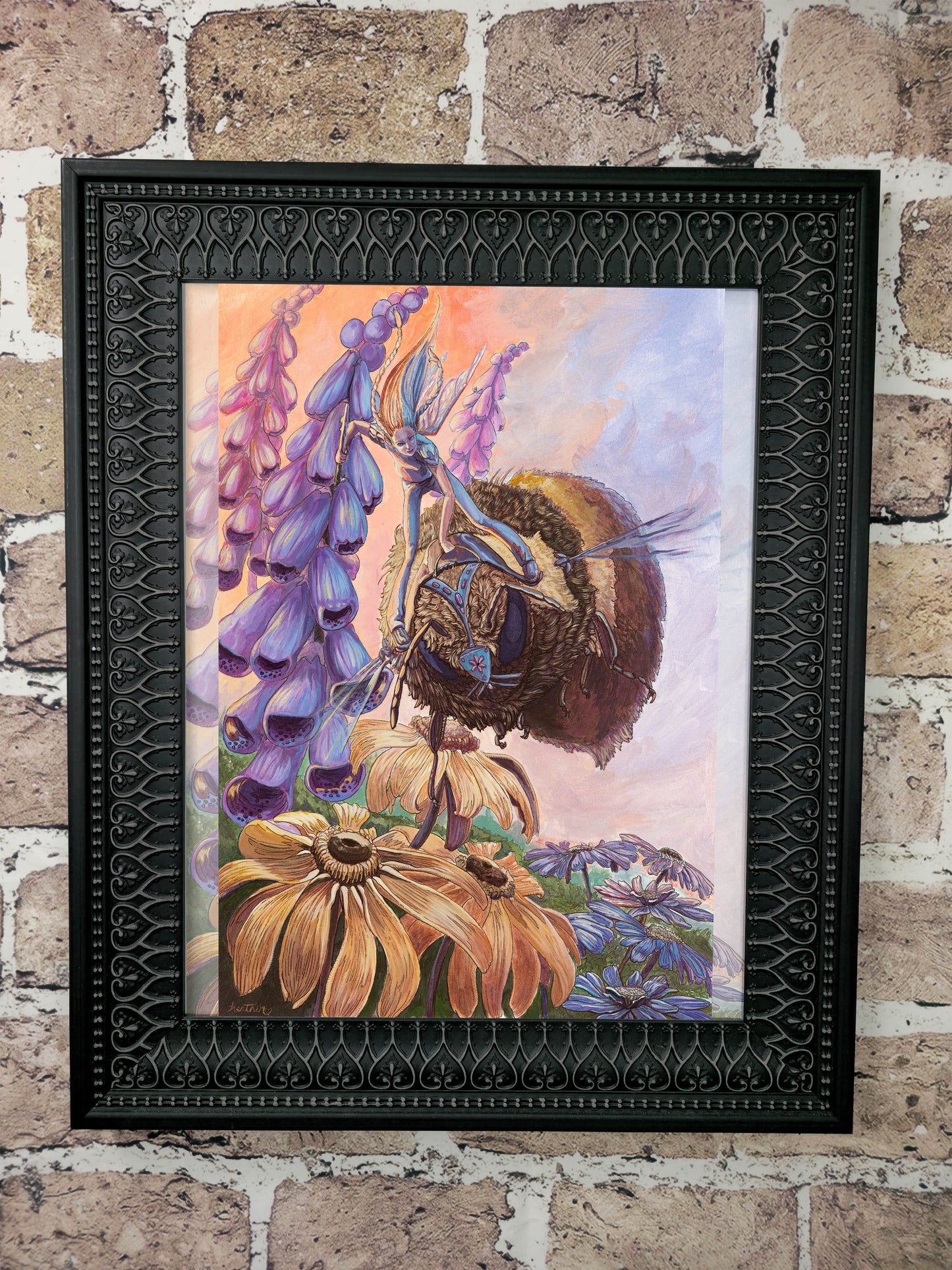 Fantasy Art Print. Bumblebee Fairy Warrior. Fairycore. Fantasy Wall Art Print. Fairy Art. Fairy Garden. Wall Accessories. Flower Fairy