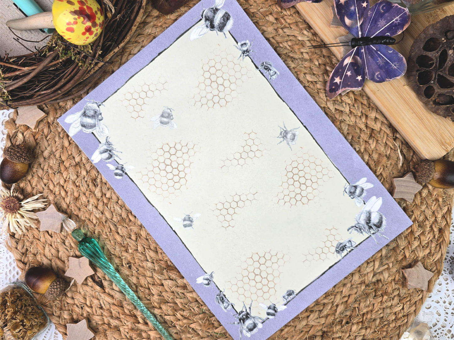 Bumblebee Letter Writing Set | Art Nouveau Style Writing Set| Vintage Style Stationery and Wax Seals| Garden Lover Stationery Gift