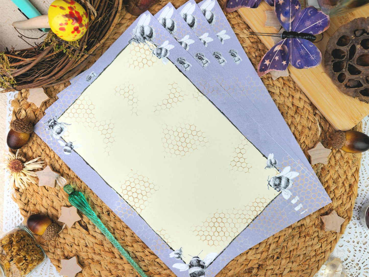 Bumblebee Letter Writing Set | Art Nouveau Style Writing Set| Vintage Style Stationery and Wax Seals| Garden Lover Stationery Gift