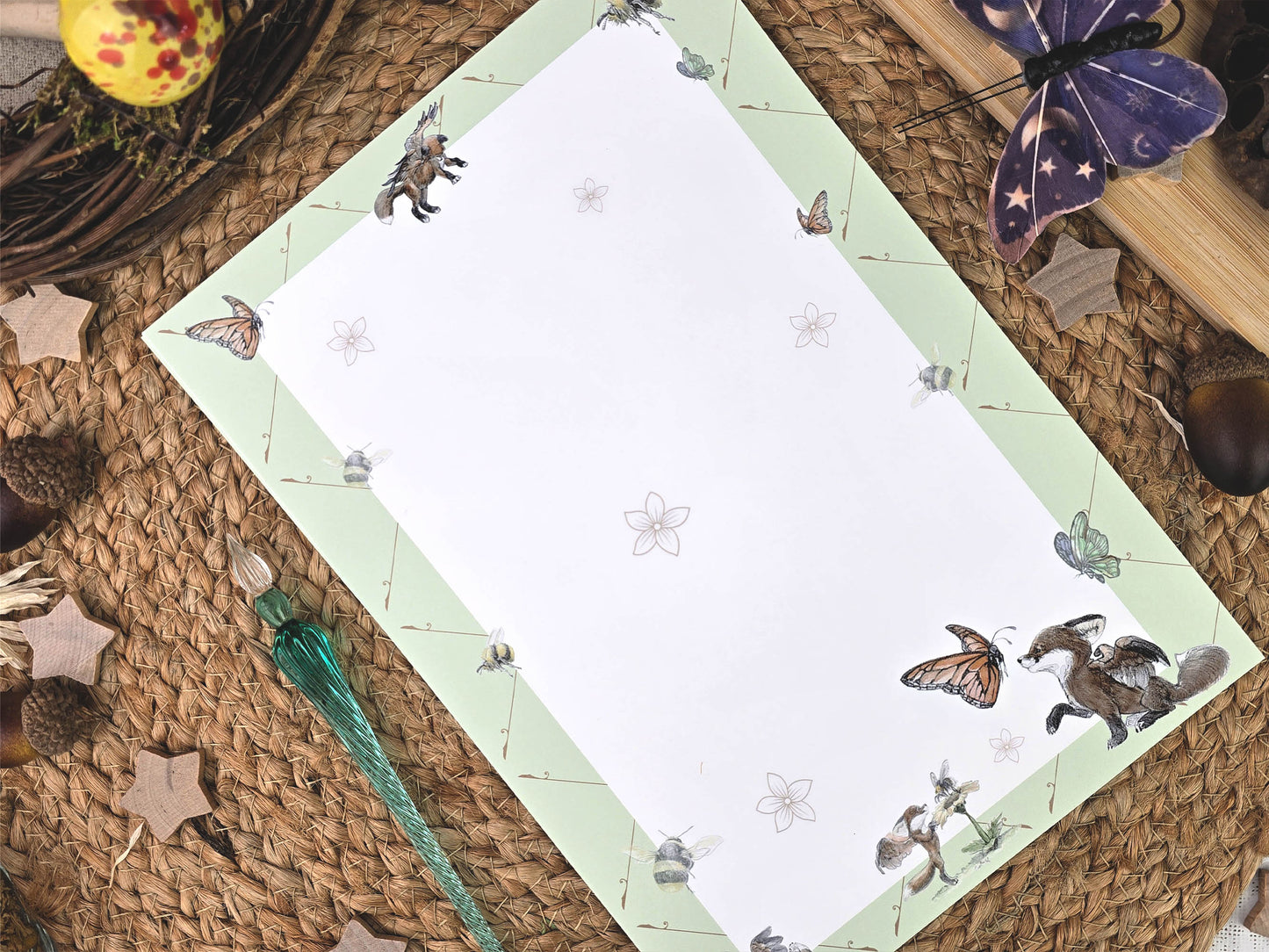 Fantasy Fox Letter Writing Set | Art Nouveau Style Writing Set| Vintage Style Stationery with Wax Seals| Pen Pal Stationery Gift