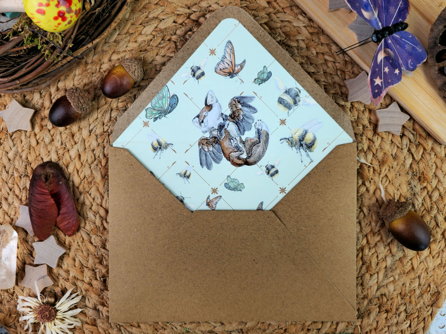 Fantasy Fox Letter Writing Set | Art Nouveau Style Writing Set| Vintage Style Stationery with Wax Seals| Pen Pal Stationery Gift
