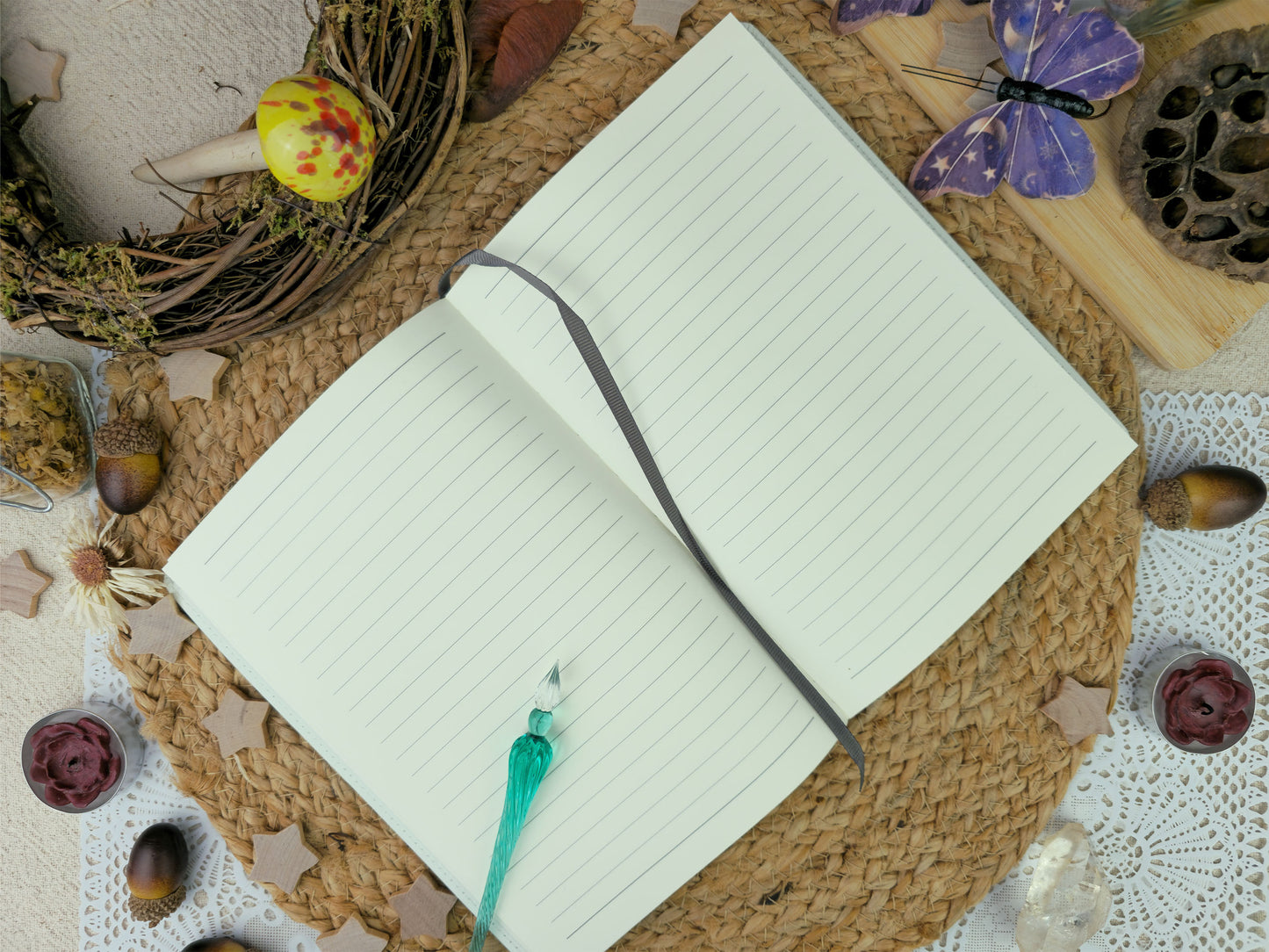 Fantasy Flying Fox, Butterfly and Bee A5 Journal | Vegan Leather | Gift For Nature & Fantasy Lovers | Gift for Traveler | Writing Journal