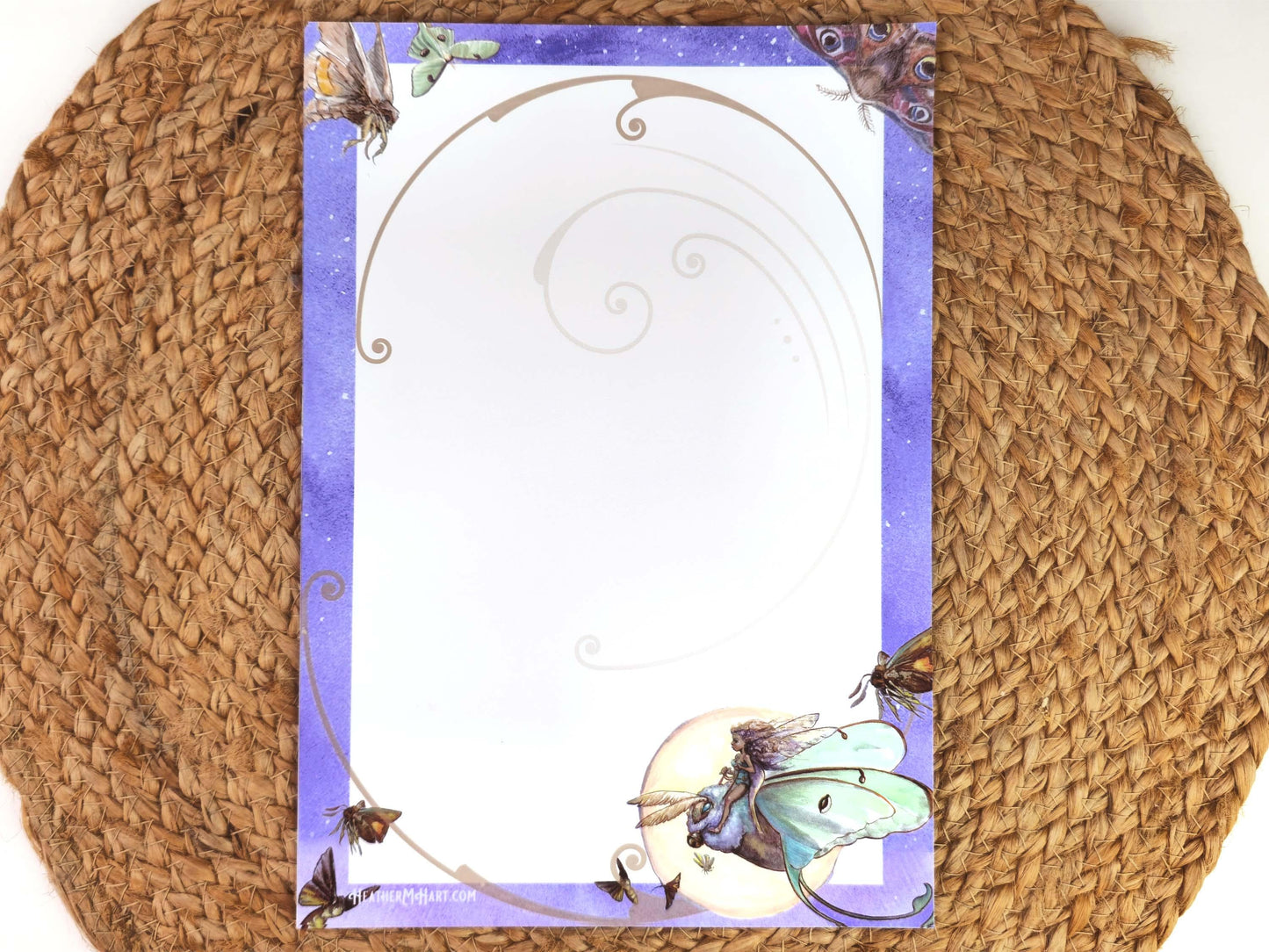 Lunar Moth Stationery Set | Fairy Letter Writing Kit | Celestial Notepaper with Wax Seals & Pen | Watercolor Fairy Art