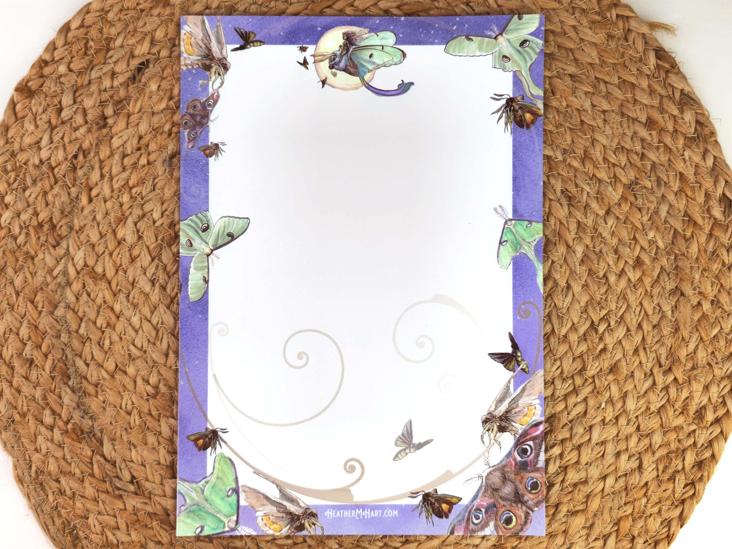 Lunar Moth Stationery Set | Fairy Letter Writing Kit | Celestial Notepaper with Wax Seals & Pen | Watercolor Fairy Art