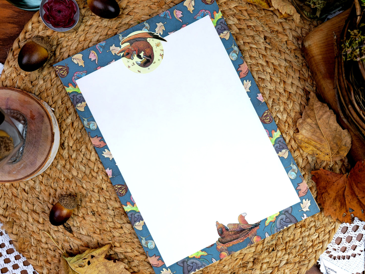 Fantasy Fall Fox Letter Writing Set| Autumn Art Nouveau Style Writing Set| Vintage Style Stationery with Wax Seals| Pen Pal Stationery Gift