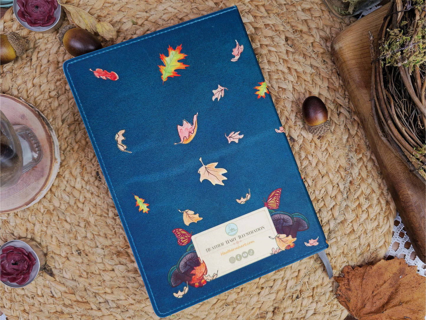 Playful Autumn Fox Journal. Cozy Autumn Falling Leaves. Fantasy Flying Fox. Fox with Wings. Cottagecore. Journal lover Gift. Lined Notebook.