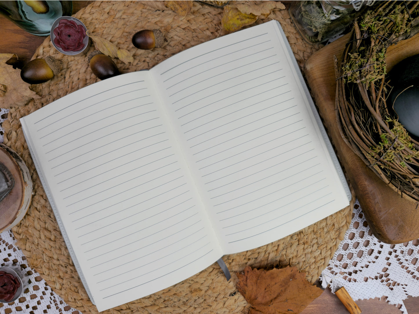 Playful Autumn Fox Journal. Cozy Autumn Falling Leaves. Fantasy Flying Fox. Fox with Wings. Cottagecore. Journal lover Gift. Lined Notebook.