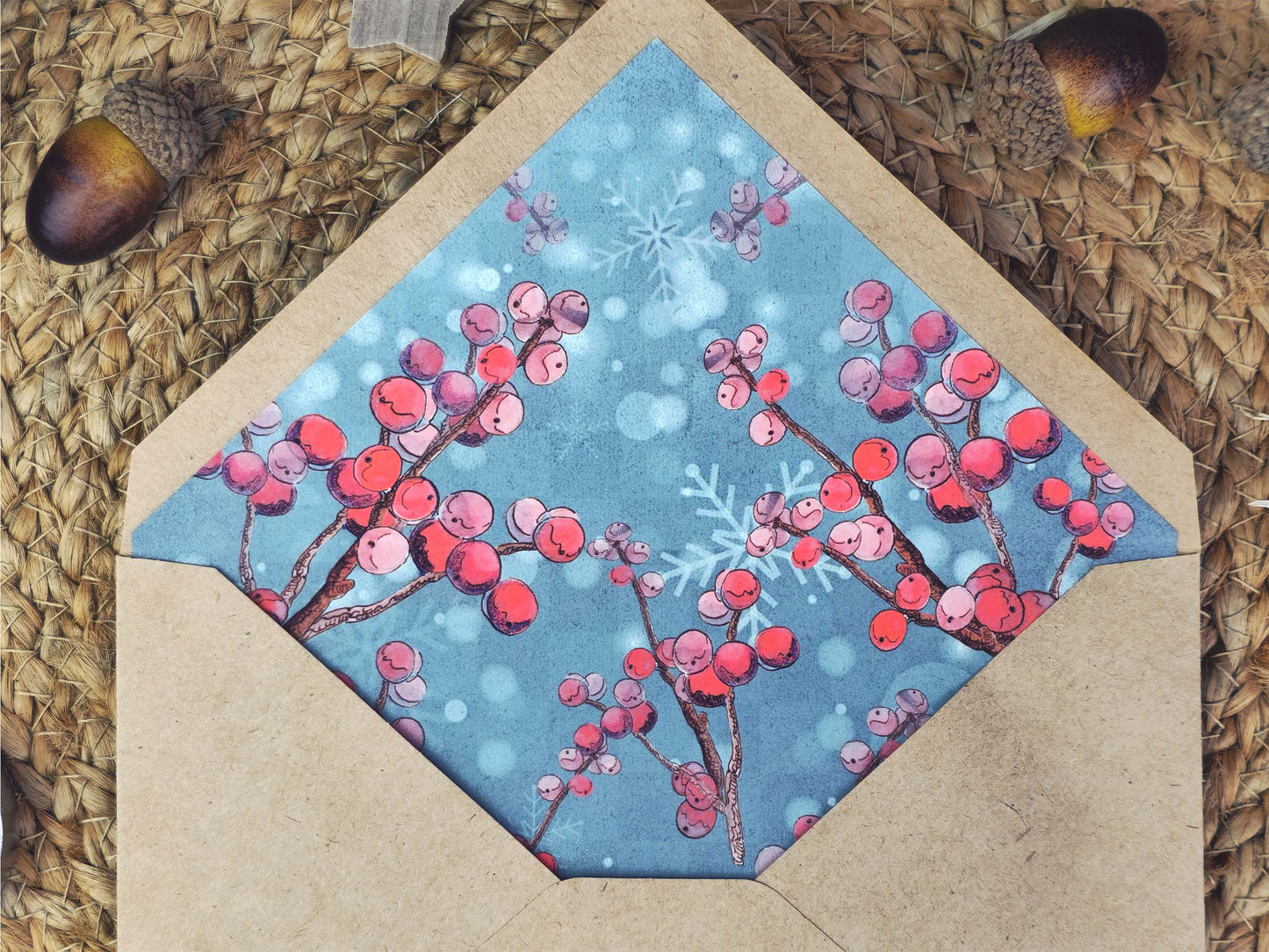 Spirit of Winter Writing Set | Winter Fox Stationery Set | Wolpteringer Art | Winter Berries | Handmade Wax Seals | Gift for Writer