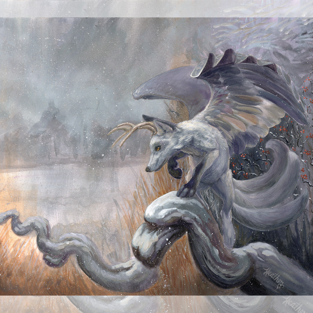 Spirit of Winter - Original Painting - Fantasy Art - Winter Wonderland - Whimsical Art - Mythical Creature - Wall Art