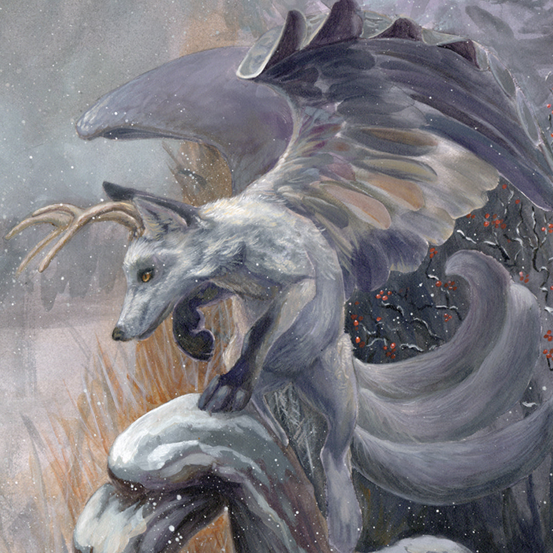 Spirit of Winter - Original Painting - Fantasy Art - Winter Wonderland - Whimsical Art - Mythical Creature - Wall Art