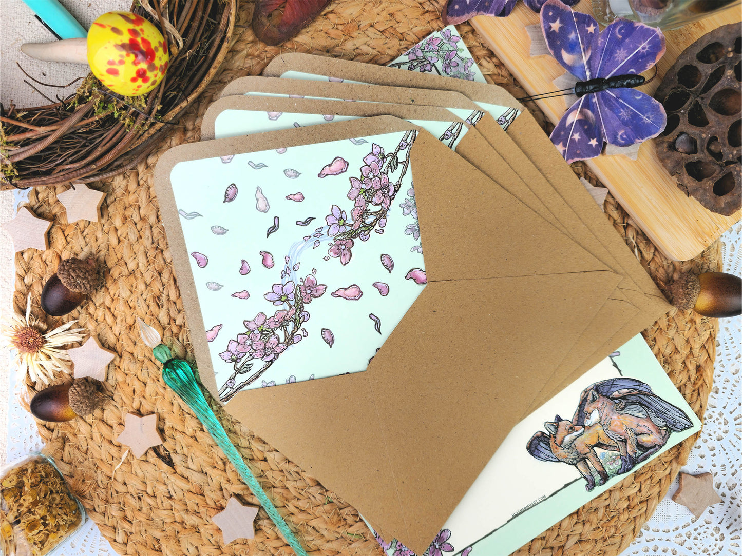 Fantasy Spring Fox Letter Writing Set | Art Nouveau Style Writing Set| Vintage Style Stationery with Wax Seals| Pen Pal Stationery Gift