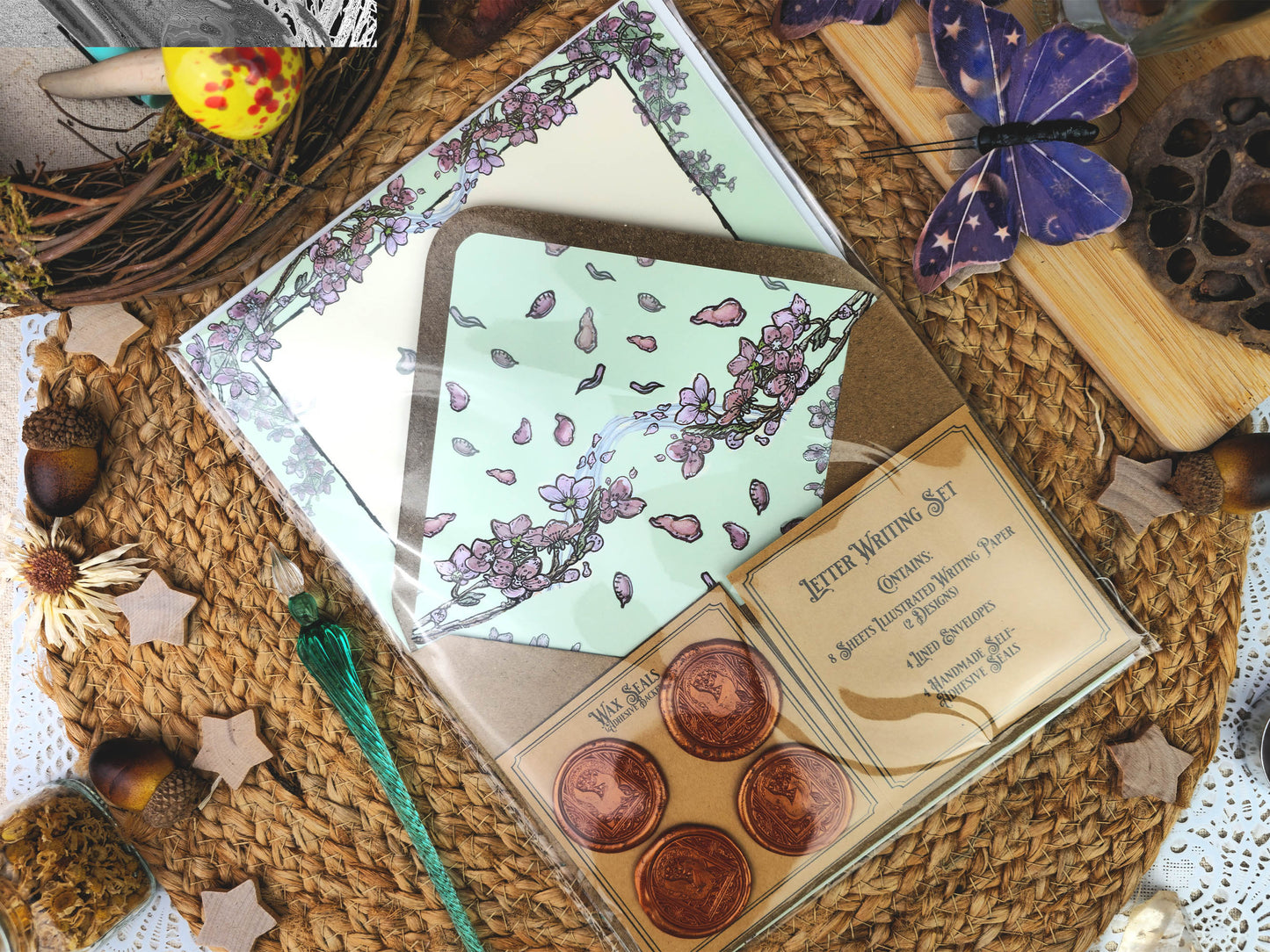 Fantasy Spring Fox Letter Writing Set | Art Nouveau Style Writing Set| Vintage Style Stationery with Wax Seals| Pen Pal Stationery Gift