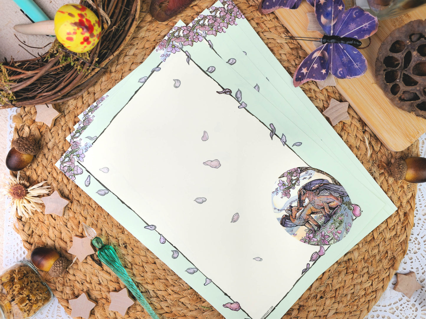Fantasy Spring Fox Letter Writing Set | Art Nouveau Style Writing Set| Vintage Style Stationery with Wax Seals| Pen Pal Stationery Gift