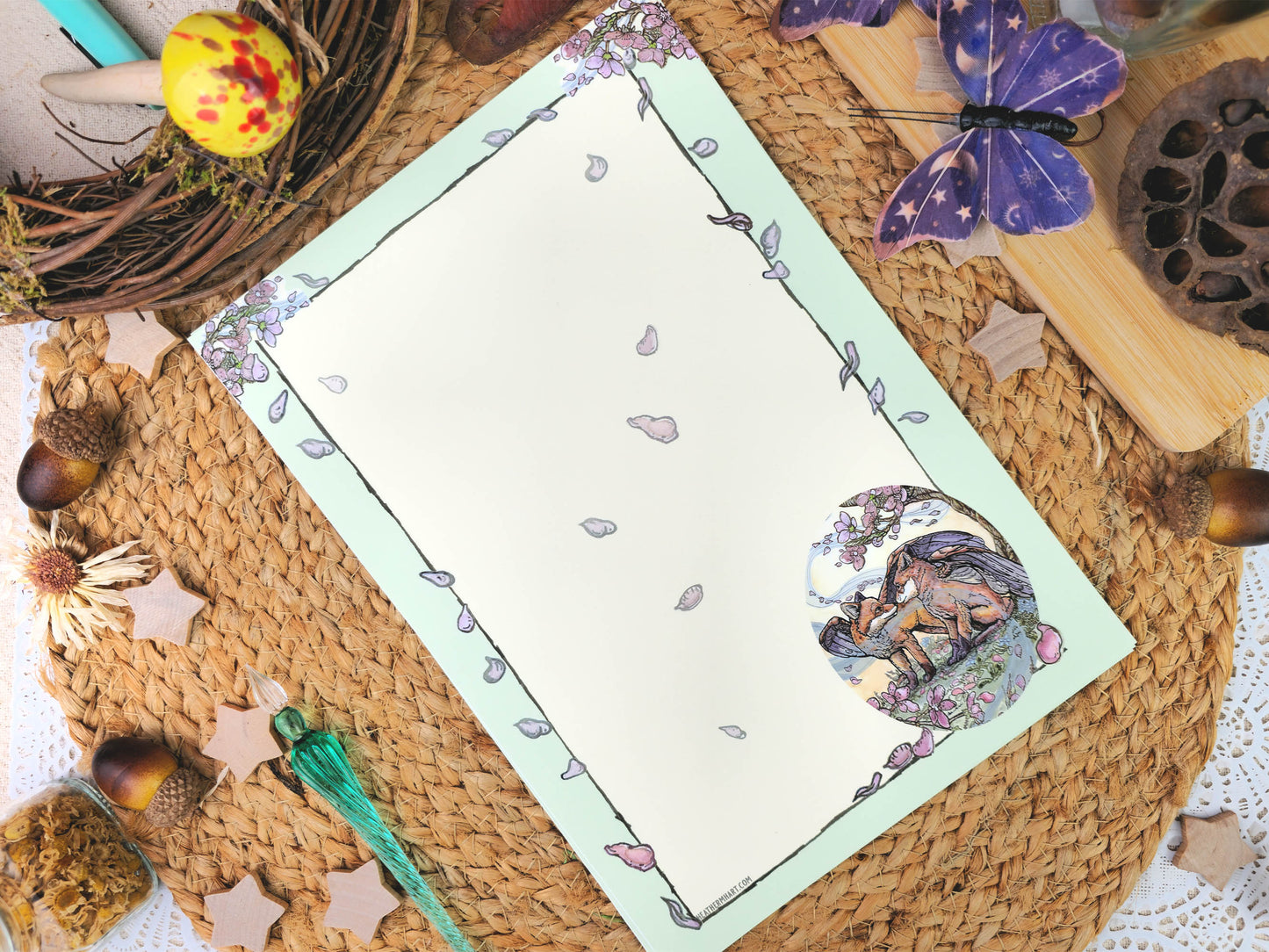 Fantasy Spring Fox Letter Writing Set | Art Nouveau Style Writing Set| Vintage Style Stationery with Wax Seals| Pen Pal Stationery Gift