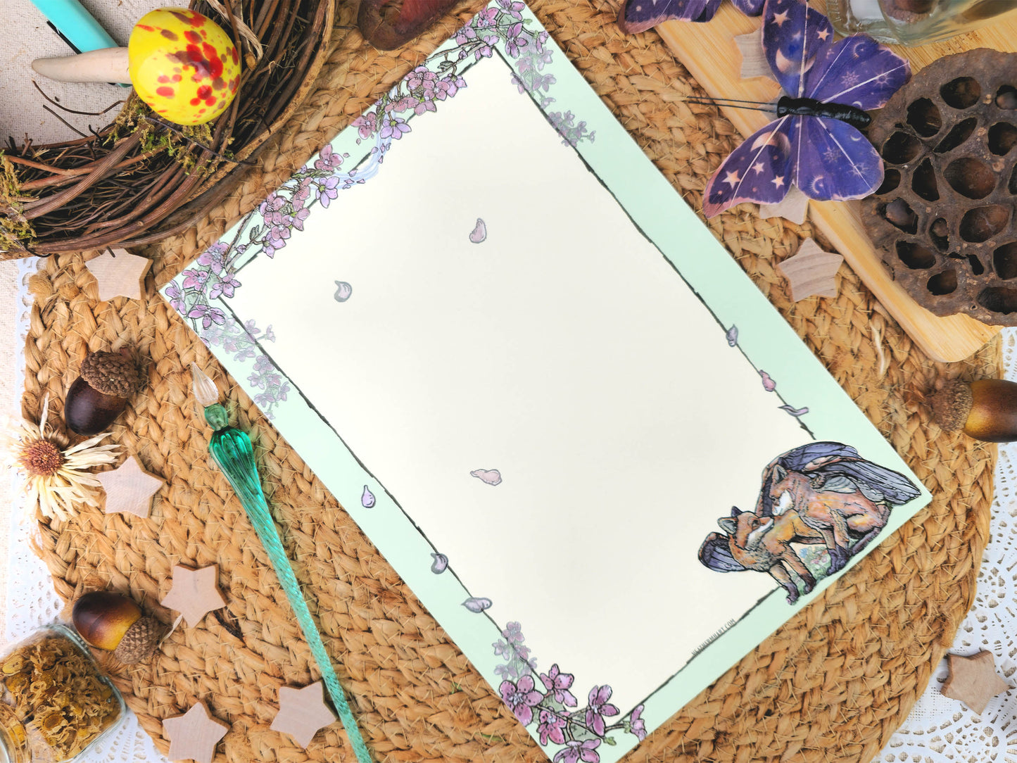 Fantasy Spring Fox Letter Writing Set | Art Nouveau Style Writing Set| Vintage Style Stationery with Wax Seals| Pen Pal Stationery Gift