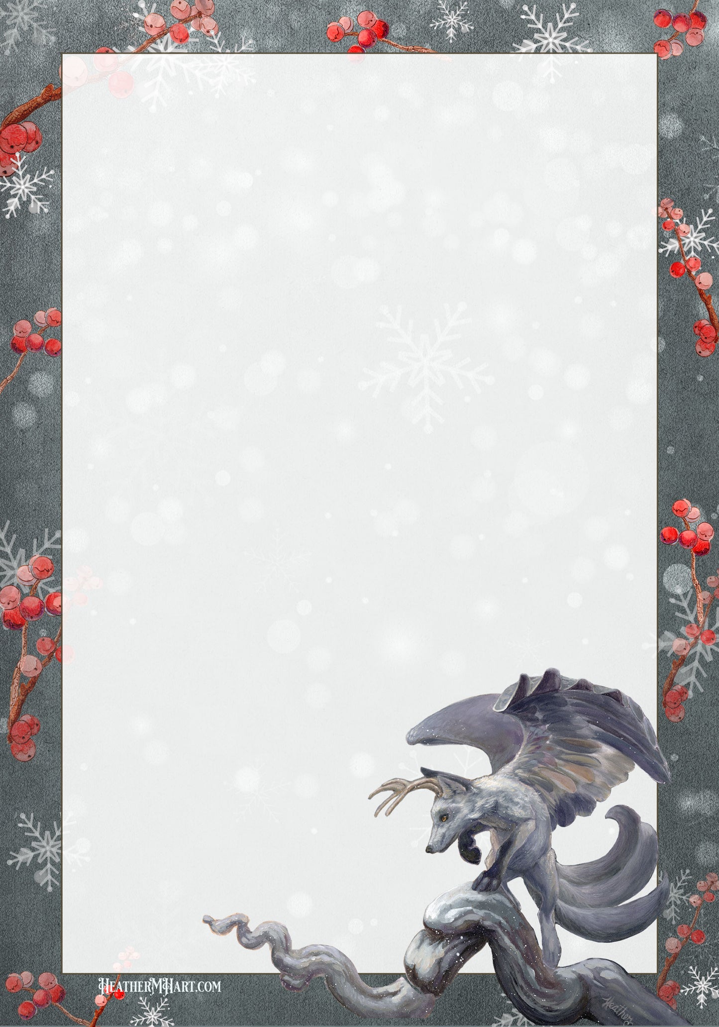 Spirit of Winter Writing Set | Winter Fox Stationery Set | Wolpteringer Art | Winter Berries | Handmade Wax Seals | Gift for Writer