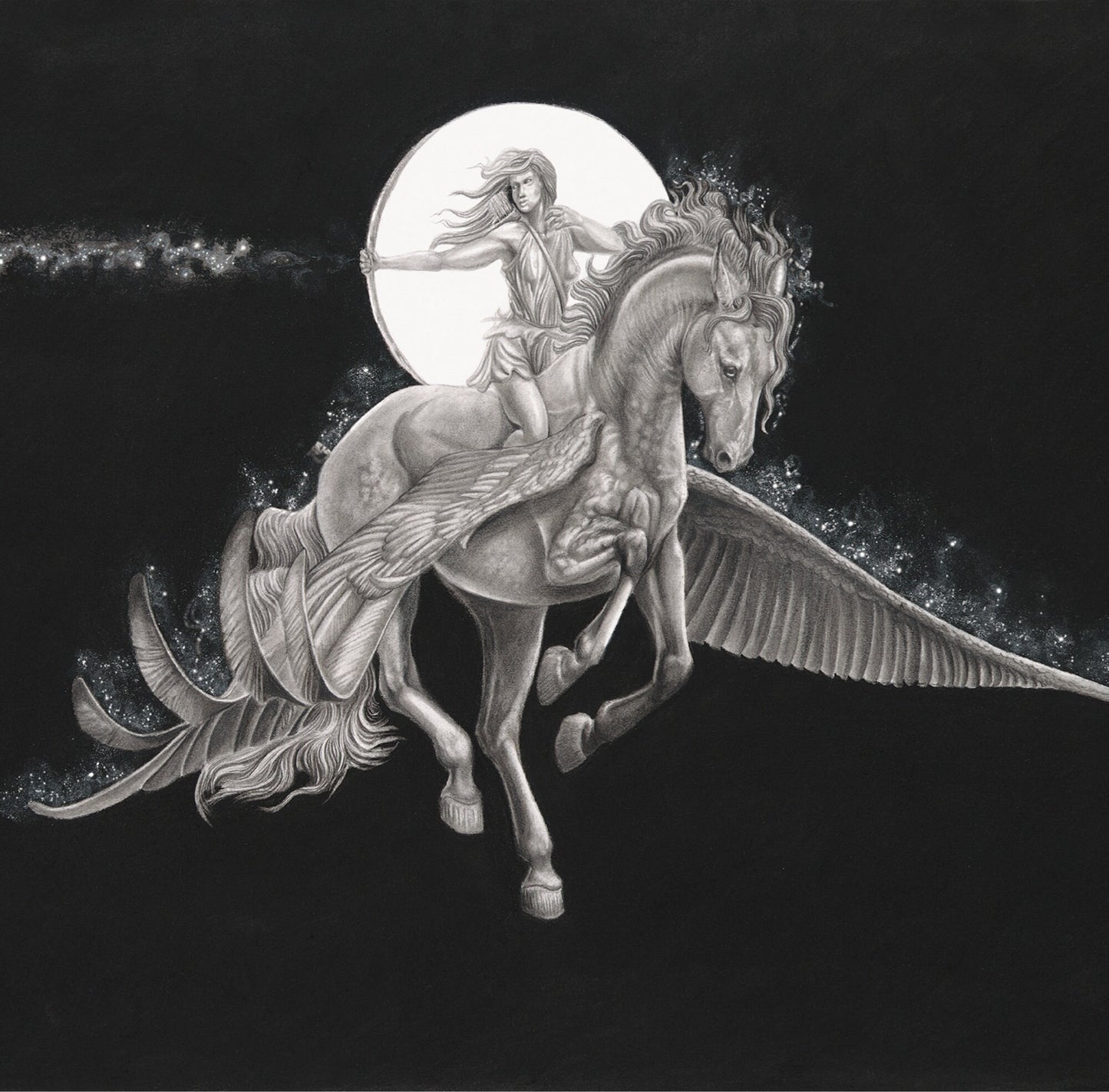 Cosmic Huntress 11x14 Matted Giclee Print Diana Pegasus Discovery of Witches Fan Gift