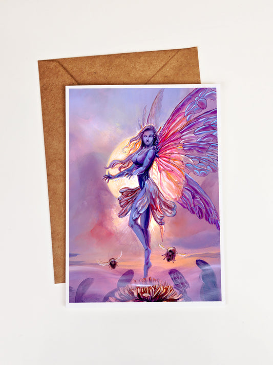 Flower Fairy Greeting Card.Dandelion Fairy. Fairycore Aesthetic. Blank Pen Pal Stationary. Flower Fairy Lover. Fantasy Forest. Whimsical Fae