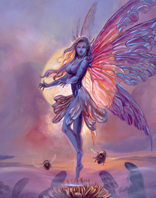 The Dandelion Fairy- Original Acrylic Painting on Panel, Faircore Aesthetic, Fairy Garden Decor