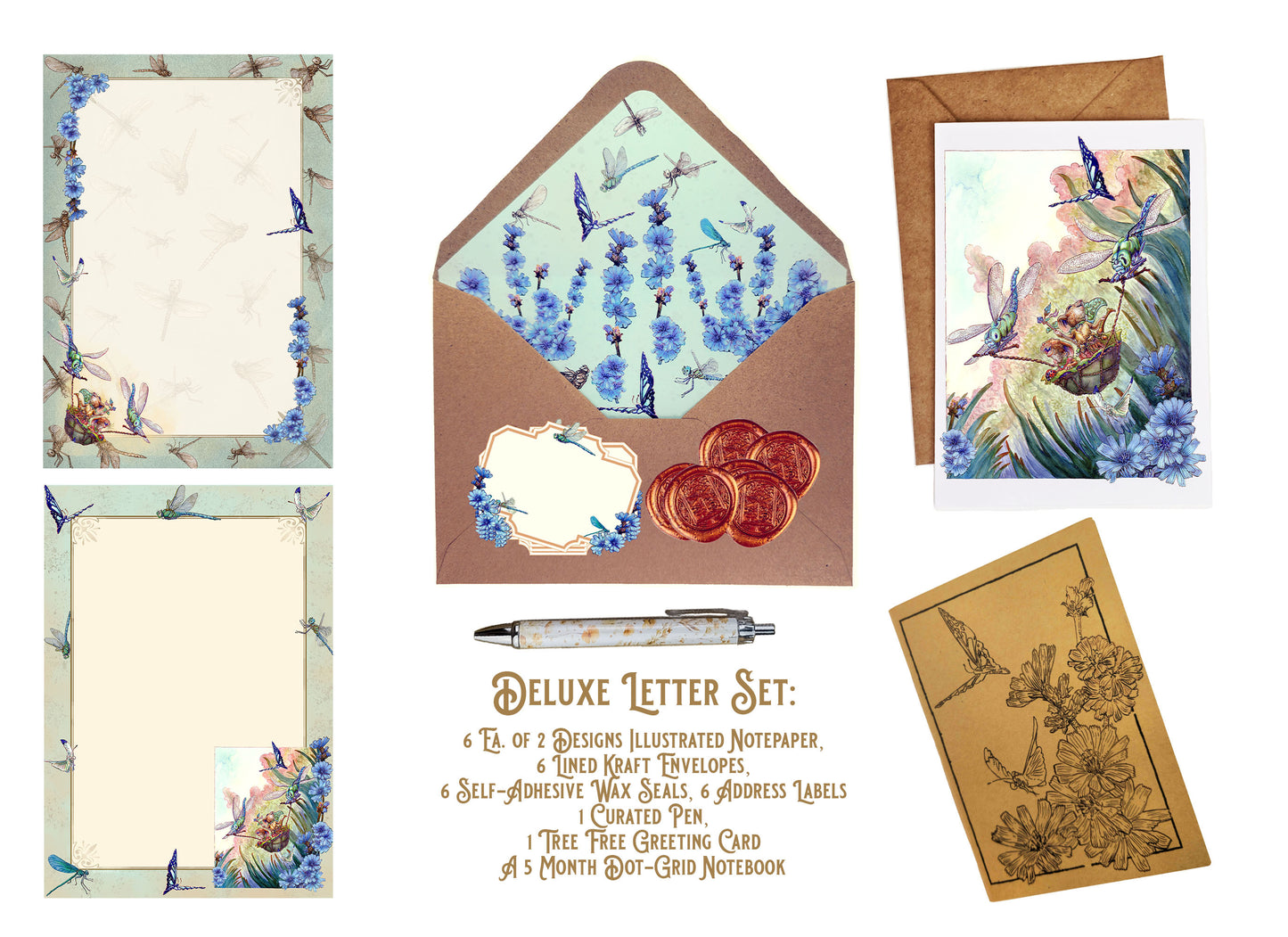 Mystic Mouse Shaman Stationery Set - Mother Daughter Dragonfly Ferry Art - Mother's Day Gift