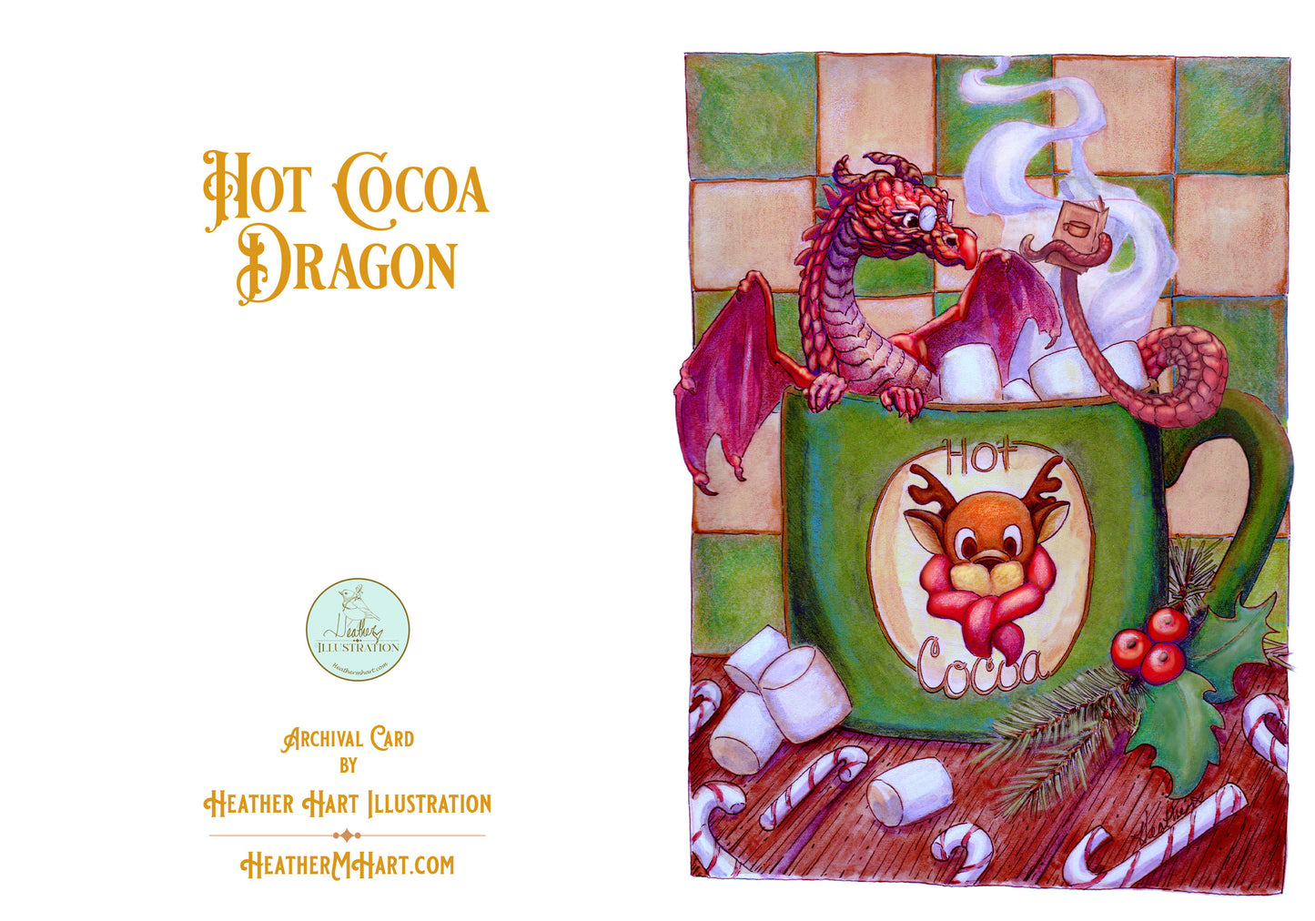 Hot Cocoa Dragon – Whimsical Holiday Greeting Card