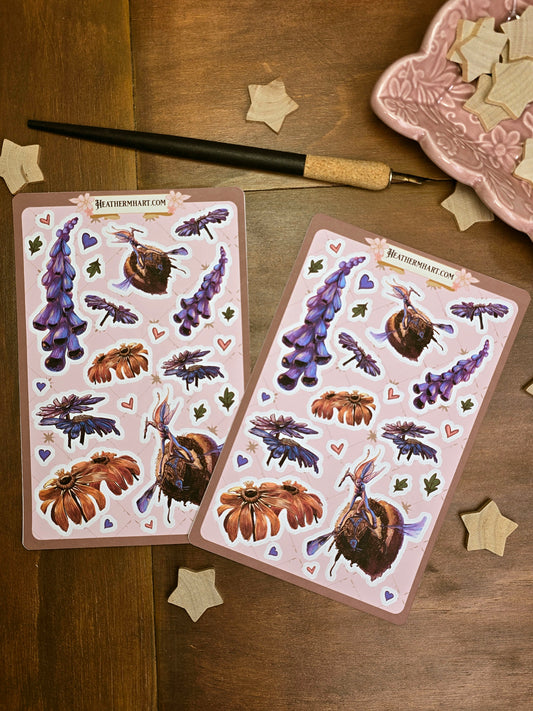 Sticker Sheet. Bumblebee Fairy. BUJO. Journal sticker. Fairy Garden. Fairies