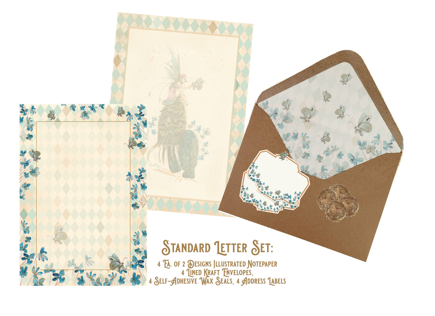 Mushroom Fairy Letter Writing Kit | Deluxe & Standard Whimsical Stationery Set | Illustrated Notepaper, Wax Seals, Notebook and Pen