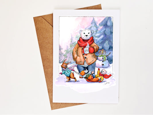 Snow Day with Dad – Heartwarming Holiday Greeting Card
