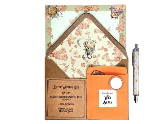 Pumpkin Creature Letter Writing Set | Vintage Fantasy Notepaper Kit | Autumn Forest Stationery | Cottagecore Themed Gift