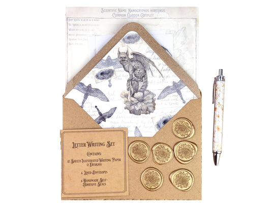 Fantasy Field Journal Notepaper Set | Vintage Gryphon Art | A Naturalist's Guide to Fantastical Creatures | Complete Writing Kit