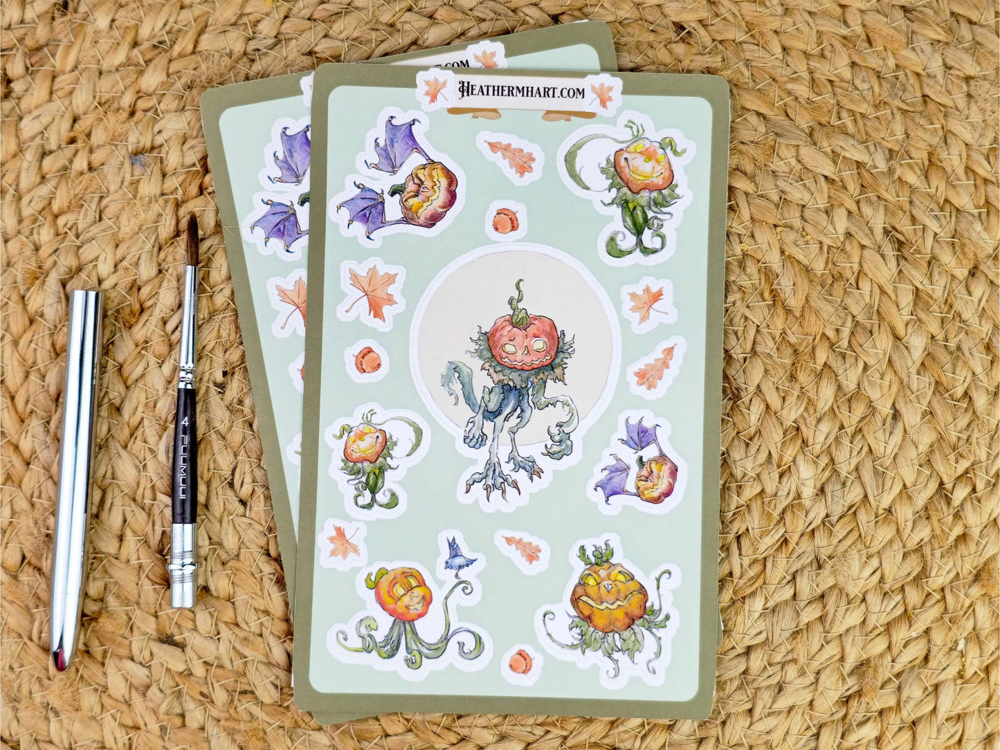 Pumpkin Creature Sticker Sheet | Spooky Cute Halloween Stickers | Autumn Planner Stickers | Vintage Fall Art