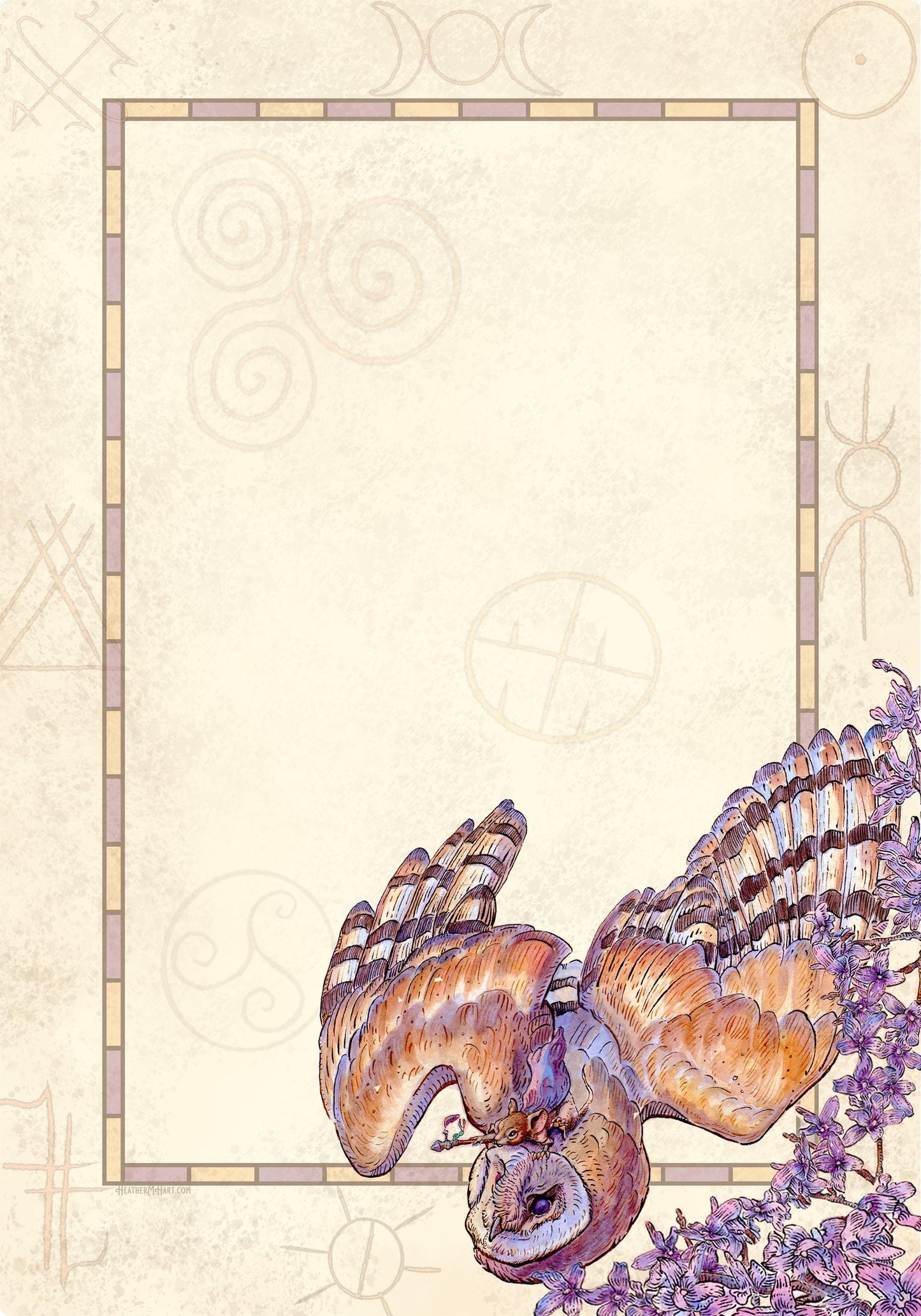 Barn Owl & Shamanic Runes Letter Writing Set - FSC Paper Fantasy Art Stationery Kit