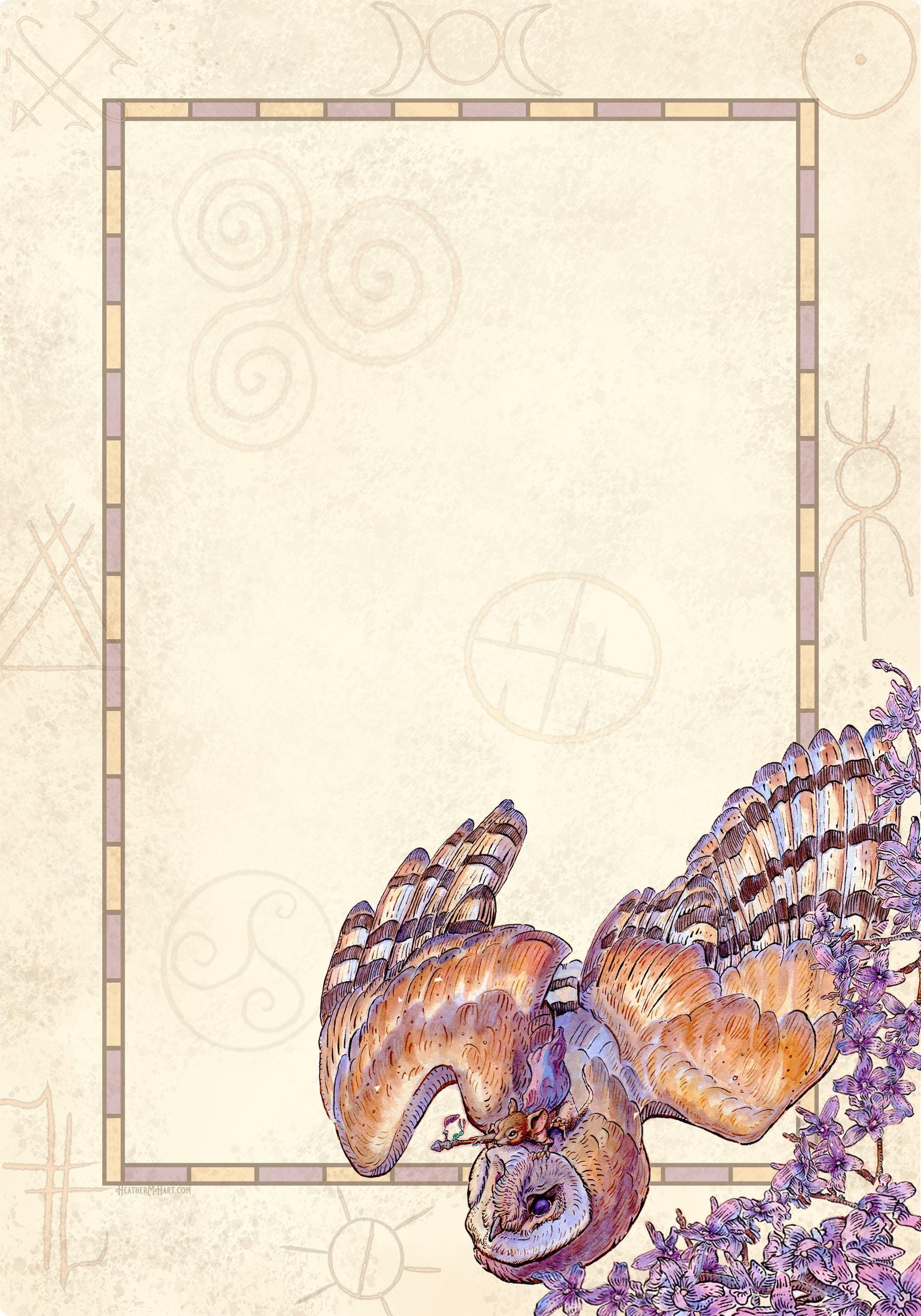 Barn Owl & Shamanic Runes Letter Writing Set - FSC Paper Fantasy Art Stationery Kit