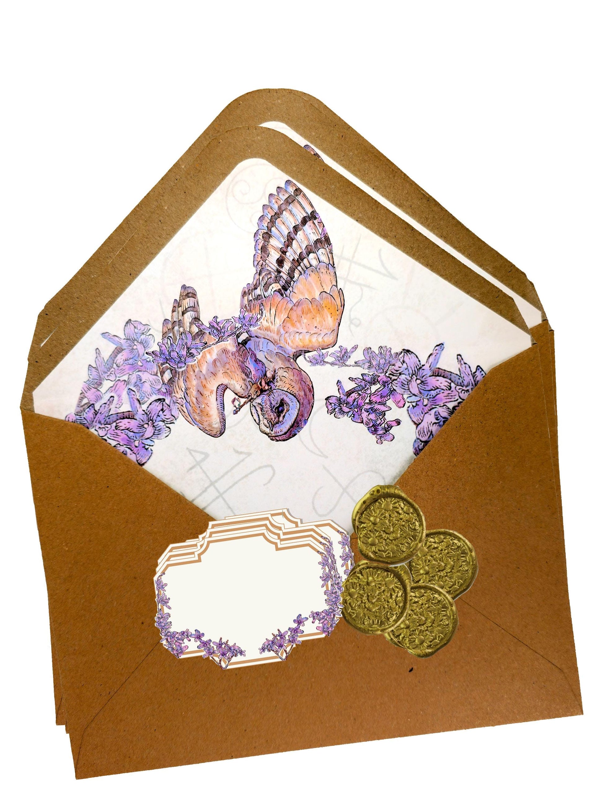 Barn Owl & Shamanic Runes Letter Writing Set - FSC Paper Fantasy Art Stationery Kit