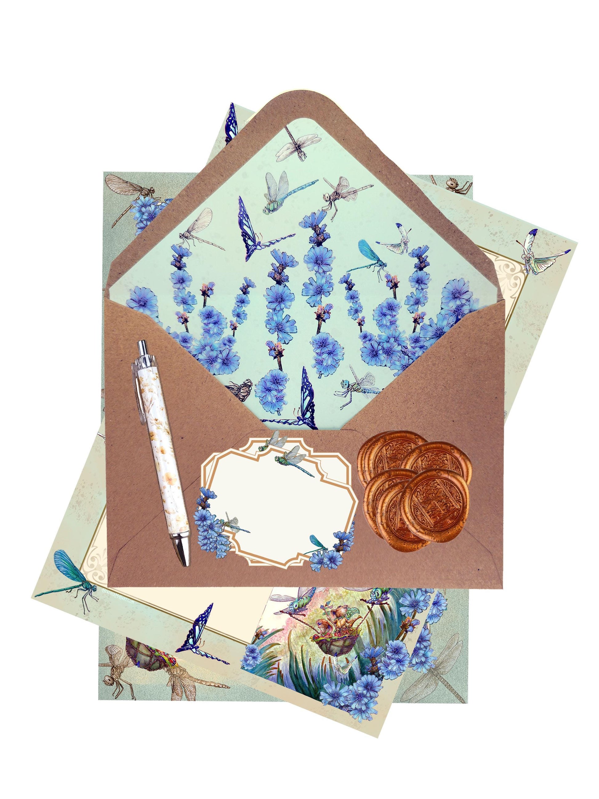 Mystic Mouse Shaman Stationery Set - Mother Daughter Dragonfly Ferry Art - Mother's Day Gift